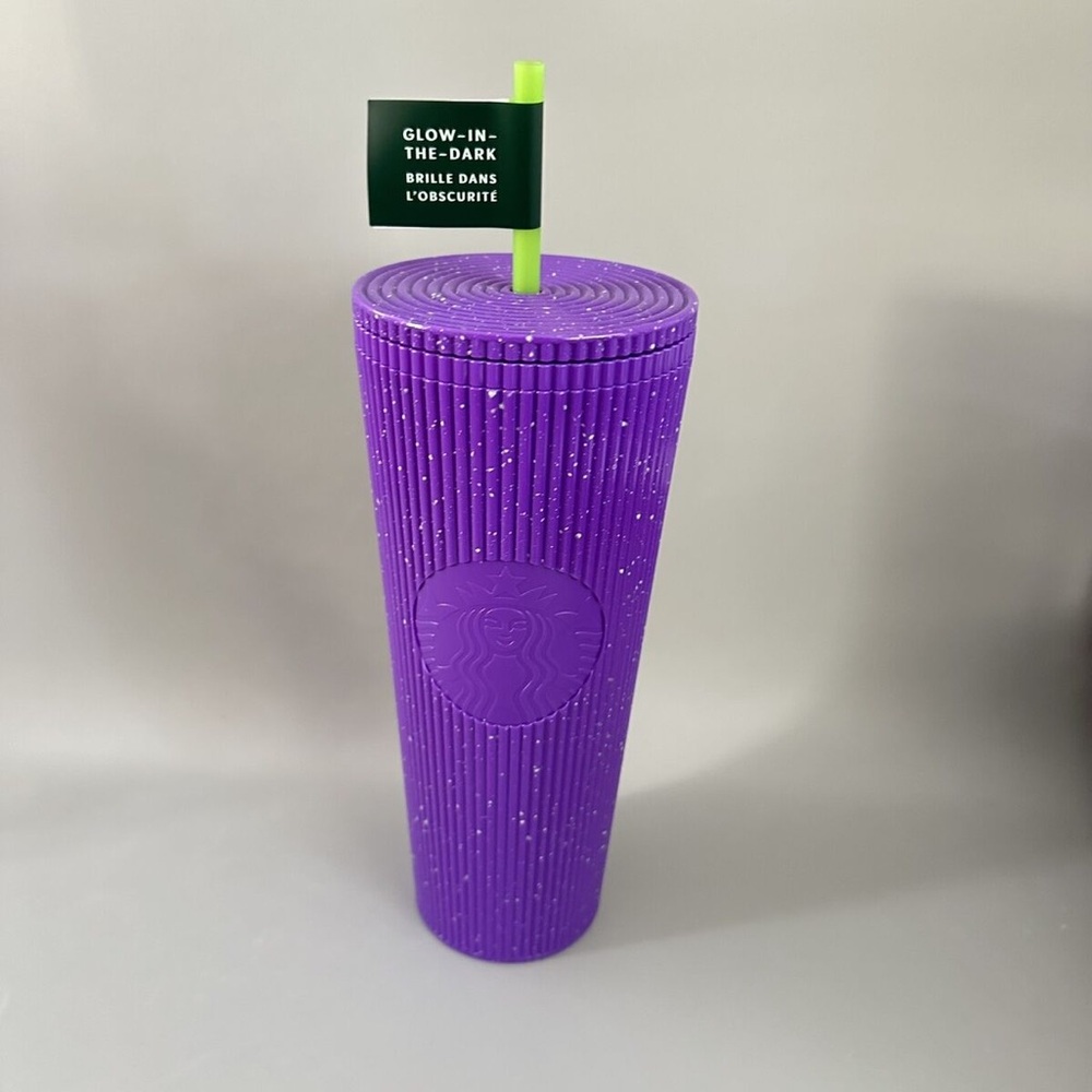 NEW Starbucks Glow In The Dark Purple Tumbler with Green Straw Halloween 2025